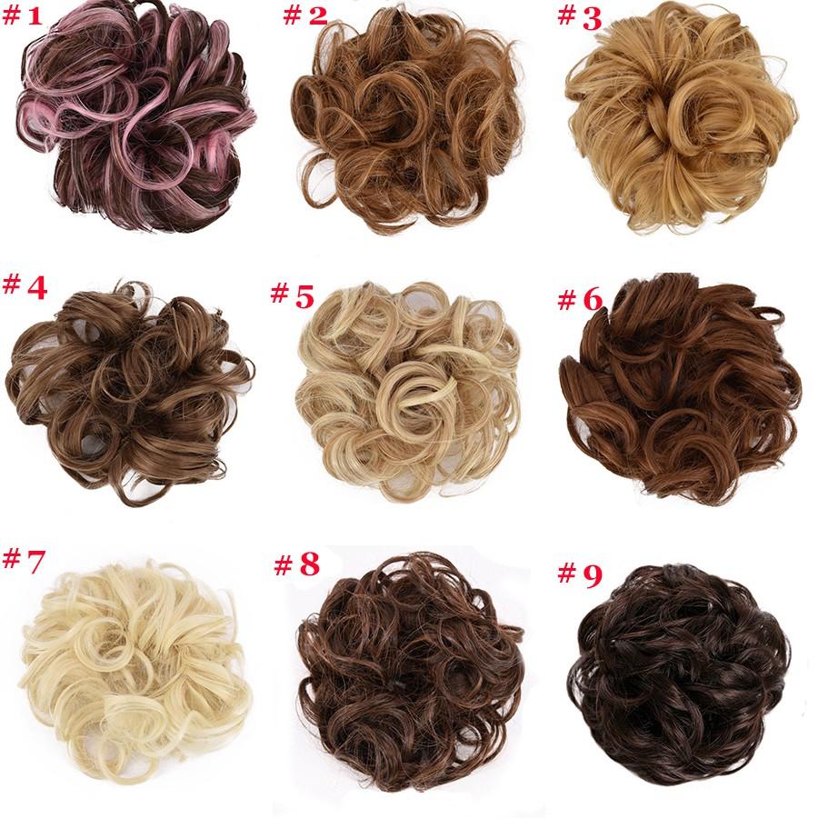 Đuôi Tóc Giả Dạng Búi Xoăn Nhiều Màu Xinh Xắn Synthetic Hair Bun Extensions Curly Messy Bun Hair Chignons Tail Wedding Hairpiece For Women & Kids