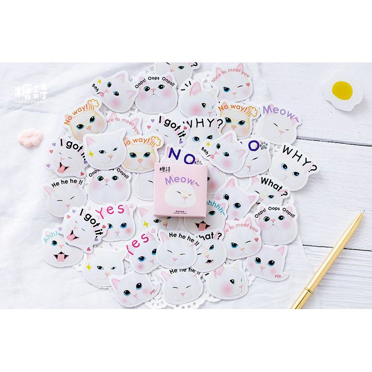 Bộ 46 Sticker Hàn Quốc hình Mèo Con dán trang trí E16