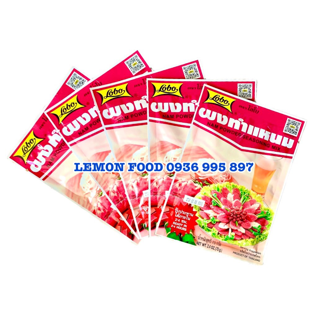 Combo 5 gói bột gia vị làm NEM CHUA hiệu Lobo Thái Lan (gói 70g)