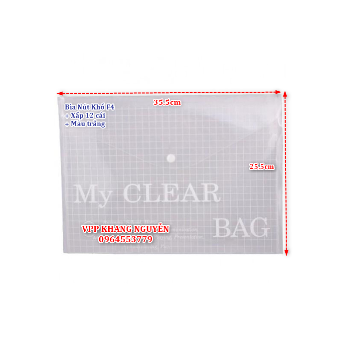 Bìa Nút My Clear Khổ A4/F4 - Xấp 12 Cái (Tùy Chọn Màu)
