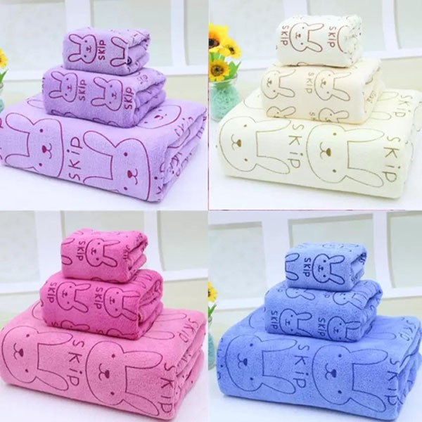 Set 3 khăn nhà tắm tiện ích (gồm khăn tắm khăn lau tóc khăn mặt)