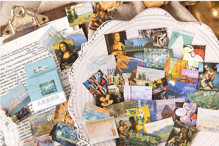 Hộp 45 stickers hình tranh cổ điển