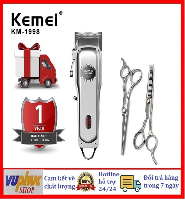 Tông đơ cắt tóc người lớn không dây chuyên nghiệp Kemei KM-1998 giá rẻ