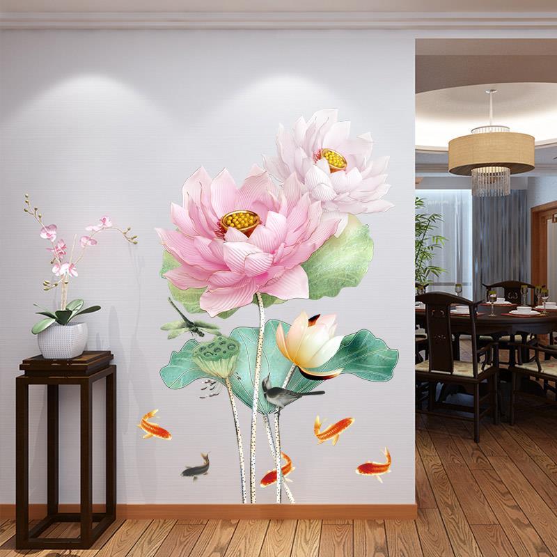 [HCM]DECAL DÁN TƯỜNG HOA SEN VÀ CÁ CHÉP 10