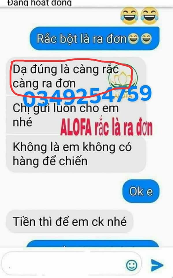 túi đỏ may nắm và 10 gói bột alofa