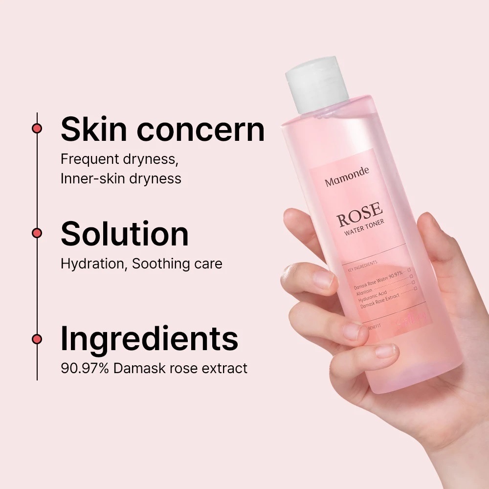 Nước Hoa Hồng Dưỡng Ẩm, Làm Dịu Da Mamonde Rose Water Toner [3 Size]