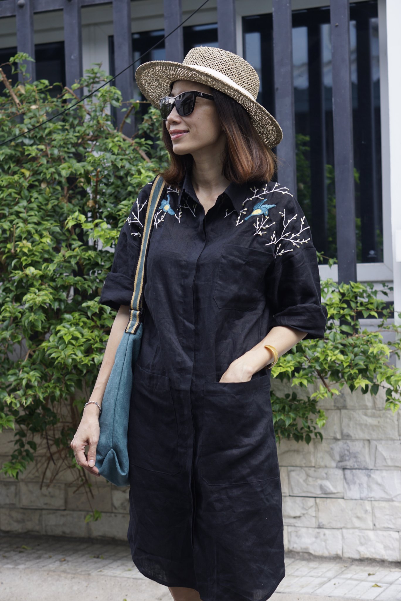 Đầm linen thêu vai - BIJ  MaxMessi