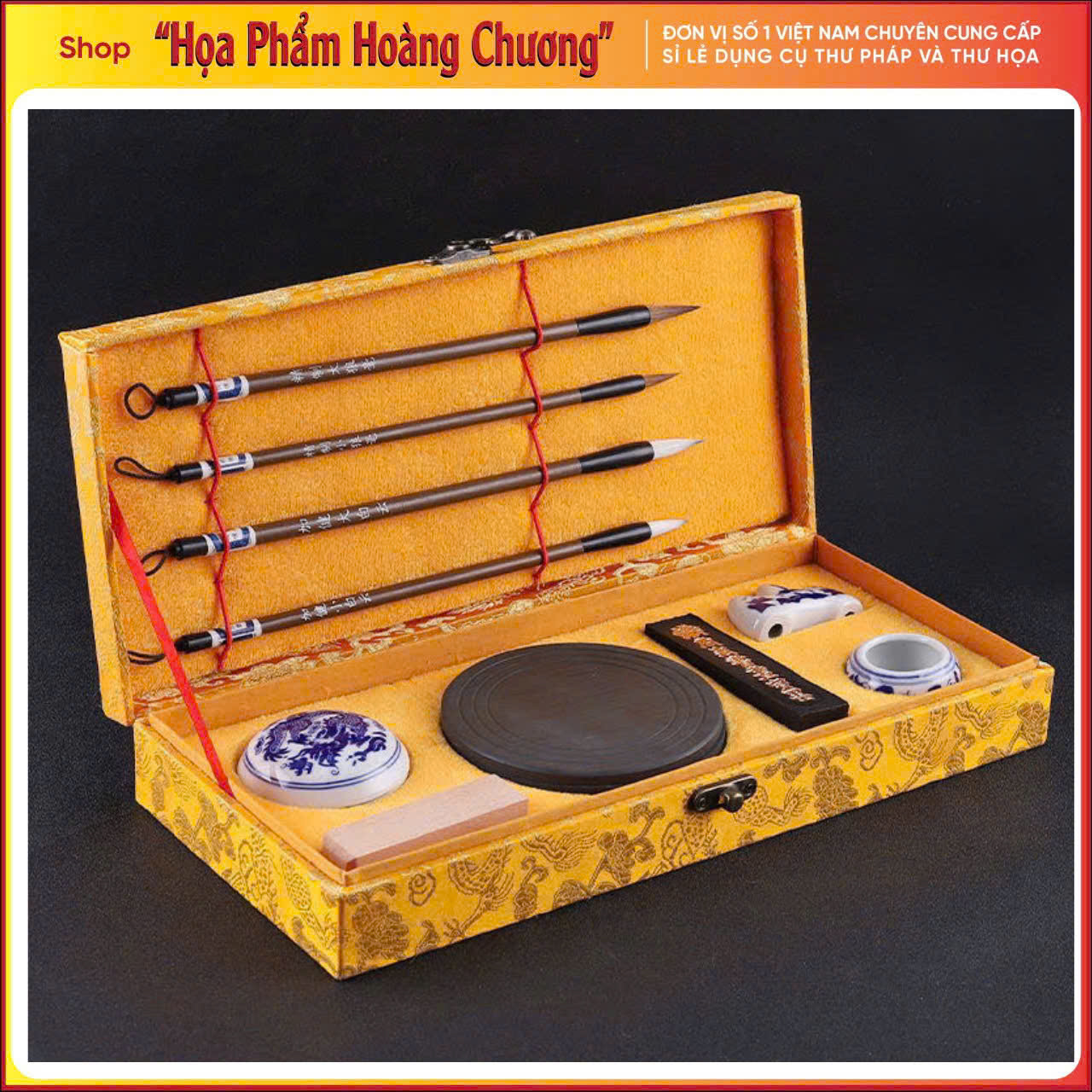Bộ văn phòng tứ bảo hộp gấm luyện viết thư pháp