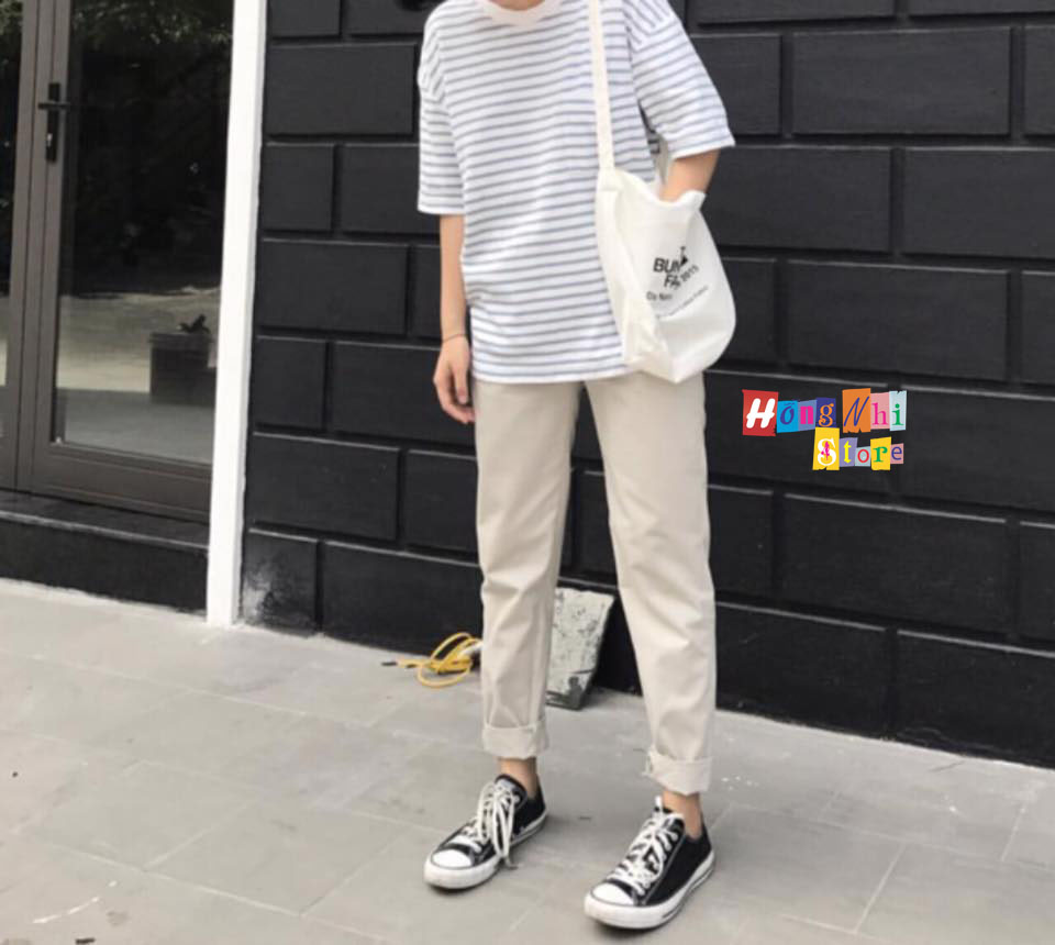 Quần Kaki Trơn Dài Lưng Thun Màu Xám Nhạt Basic Pant Unisex Oversize Ulzzang - MM