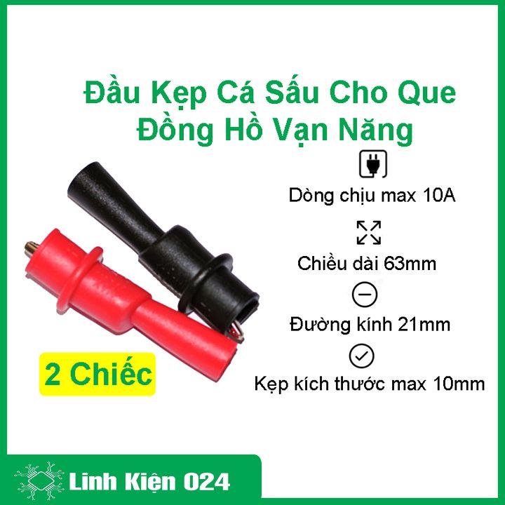Bộ 2 đầu kẹp cá sấu cho que đo đồng hồ vạn năng 1000v 10a