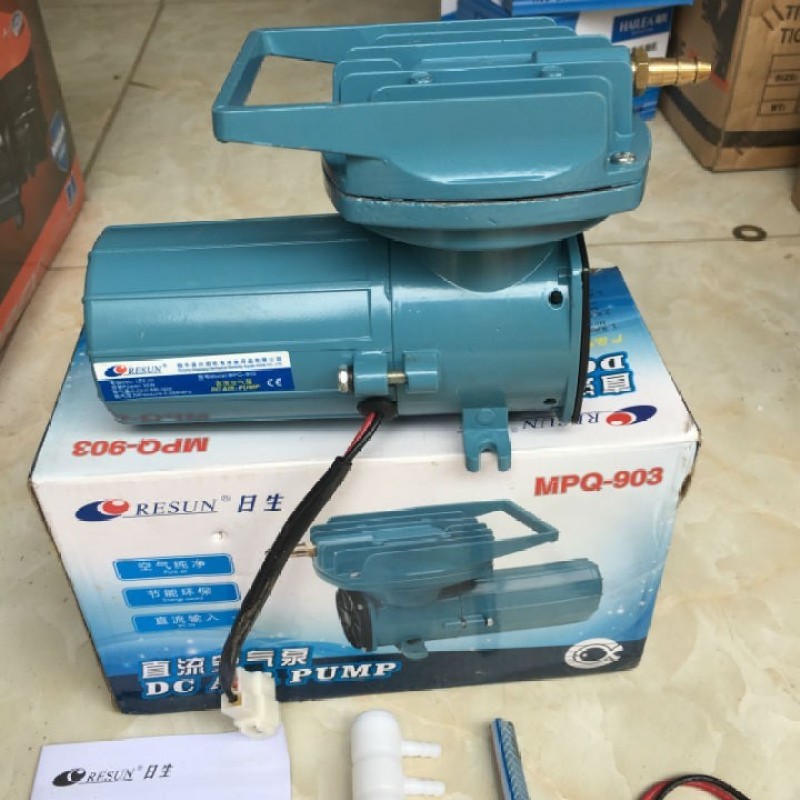 combo MÁY SỤC SỦI THỔI KHÍ OXY - RESUN MPQ - 903 - SỬ DỤNG BÌNH ẮC QUY NGUỒN ĐIỆN 12V + 6 quả sủi + 12m dây CHO HỒ BỂ CẢ CẢNH - TÔM - CÁ | máy tạo khí oxi bể cá 12v-35w | máy sục oxi bể cá 35w | máy thổi sủi khí oxy bể cá