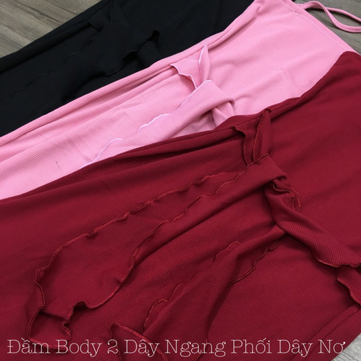 Đầm váy body 2 dây cột nơ XINSO