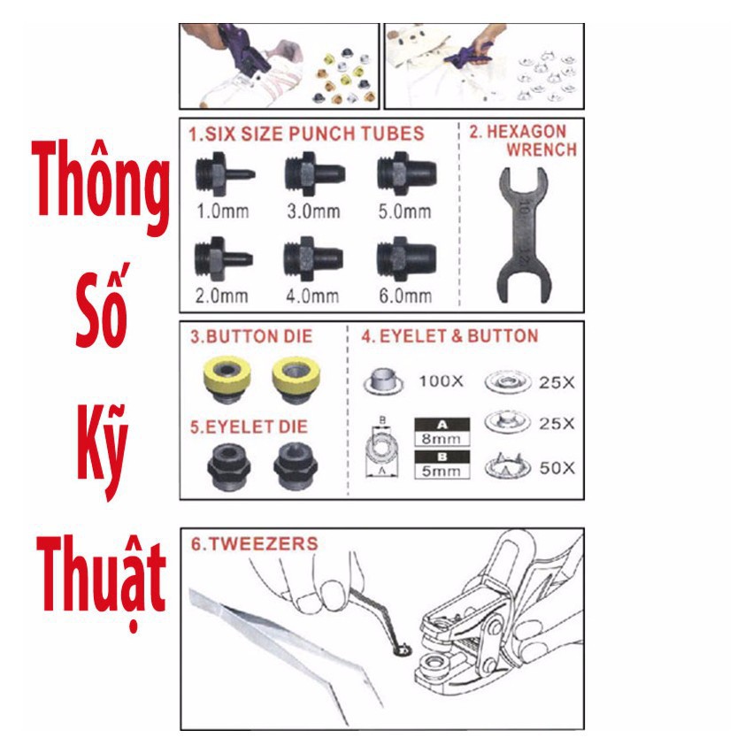 Kìm bấm lỗ dây nịt cao cấp Licota (kèm khoen) - AGP-LP04S
