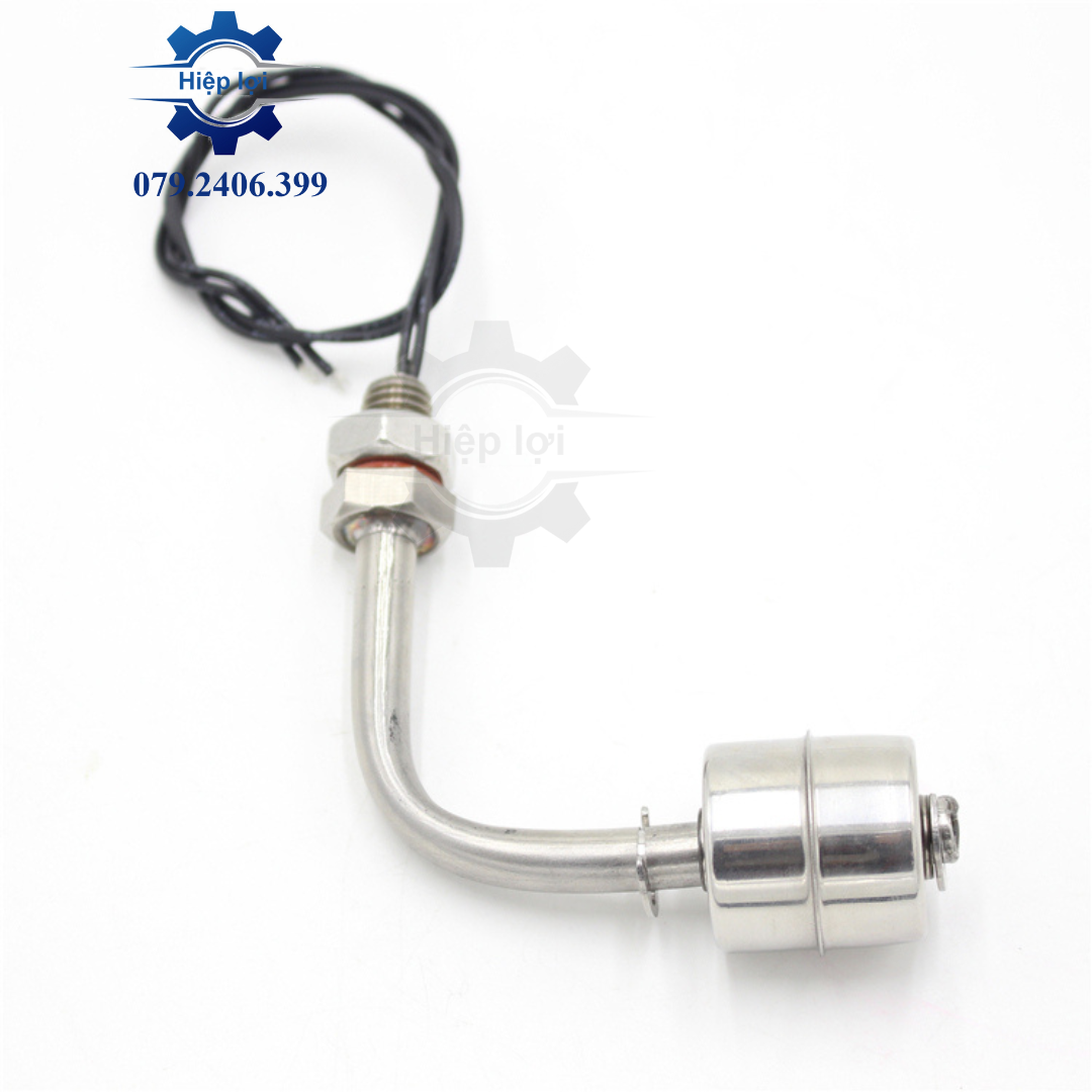 Phao điện inox - Phao đơn loại cong dài 100mm - Công tắc phao cảm biến mực nước cho bồn chứa, bể nước, hồ...