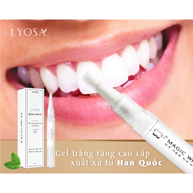 [CHÍNH HÃNG] Bút trắng răng Gel trắng răng Lyosa Magic White - loại bỏ mảng bám trắng răng số 1 Hàn Quốc