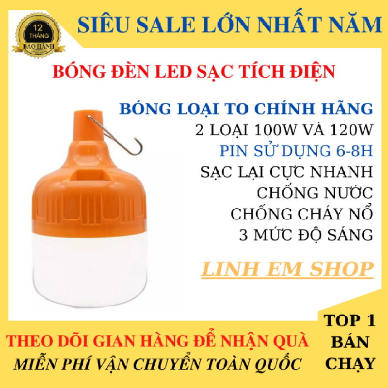 Bóng Đèn Led Sạc Tích Điện 100W và 120W Sạc Dây usb - Bóng Đèn Tích Điện Siêu Sáng 100W - Bóng Đèn LED tiết kiệm điện