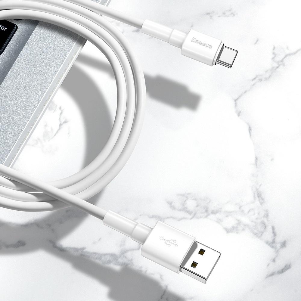 Cáp sạc nhanh và truyền dữ liệu Baseus Mini White Cable USB For Lightning (2.4A)/Micro USB (2.4A)/Type C (3A), chiều dài 1m, truyền dữ liệu tốc độ cao 480Mbps