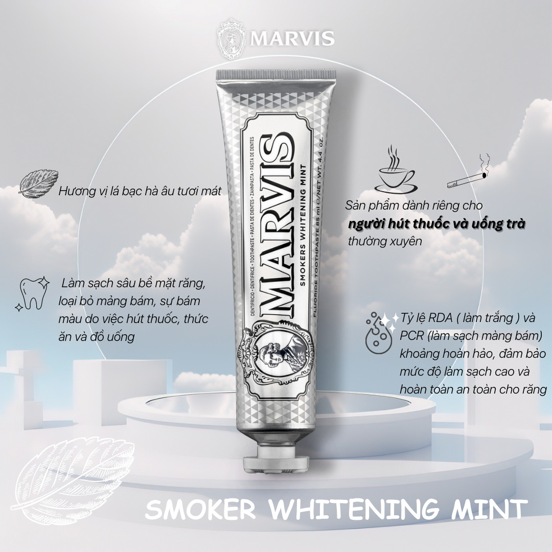 Kem Đánh Răng Marvis Smokers Whitening Mint 85ml