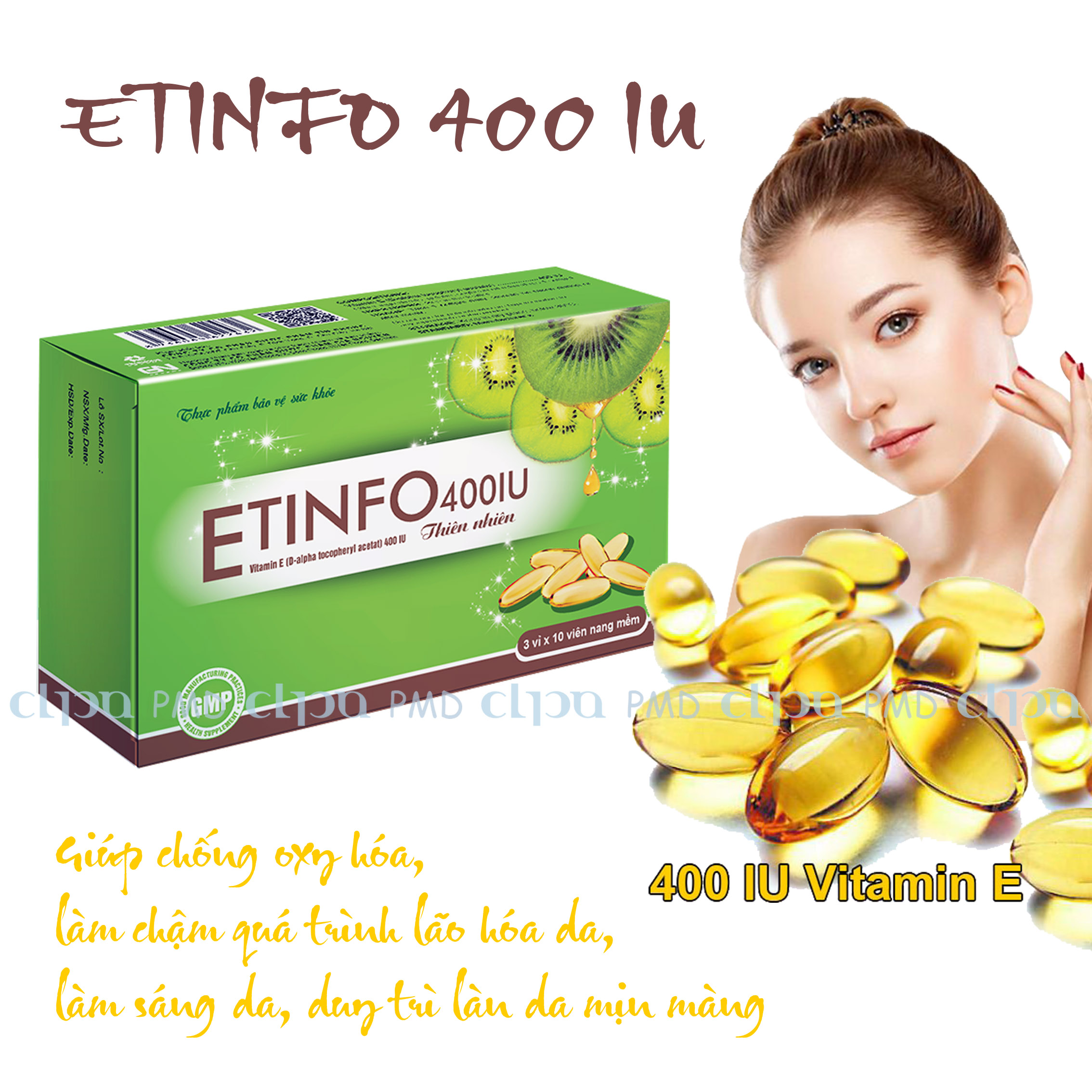 VIÊN UỐNG BỔ SUNG VITAMIN E _ ETINFO 400IU (Hộp 3 Vỉ x 10 viên nang)