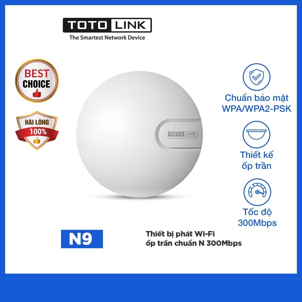 Thiết Bị Phát WiFi Ốp Trần Chuẩn N 300Mbps TOTOLINK N9-v2 - Hãng Phân Phối Chính Thức