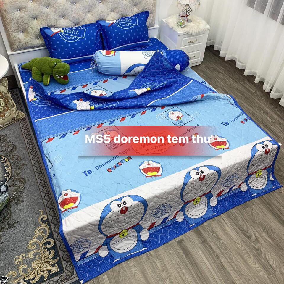 [Bộ ga gối 3 món]Bộ Ga Gối Poly Hàn Quốc 1m2,1m4,1m5,1m6,1m8,2m2 họa tiết doremon tem thư Revato Kho chăn ga gối, ga giường, drap giường
