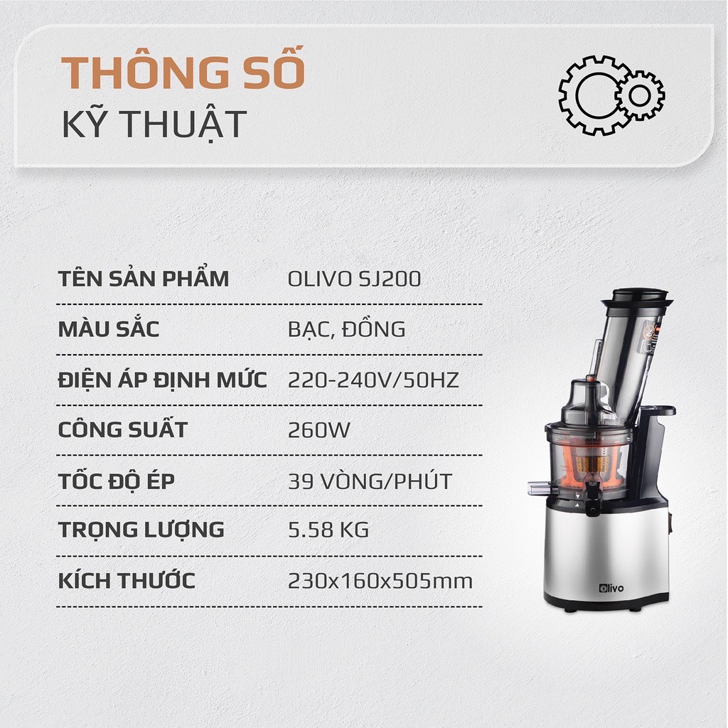 Máy Ép Chậm OLIVO SJ200 Đa Năng - Ép Kiệt Bã 98%