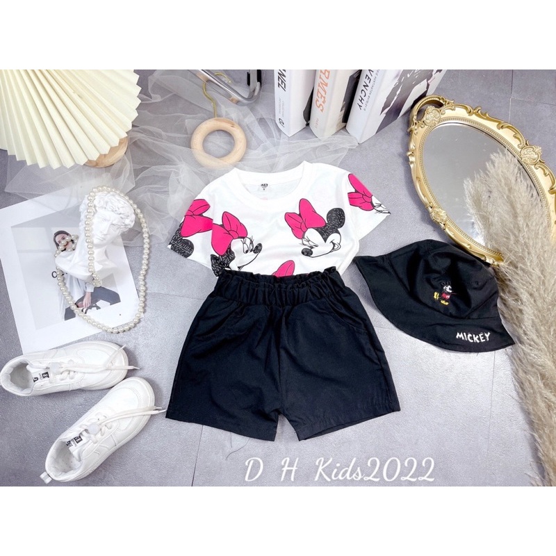 [SET BÉ GÁI] Bộ micky kèm mũ cực sịn cho bé gái