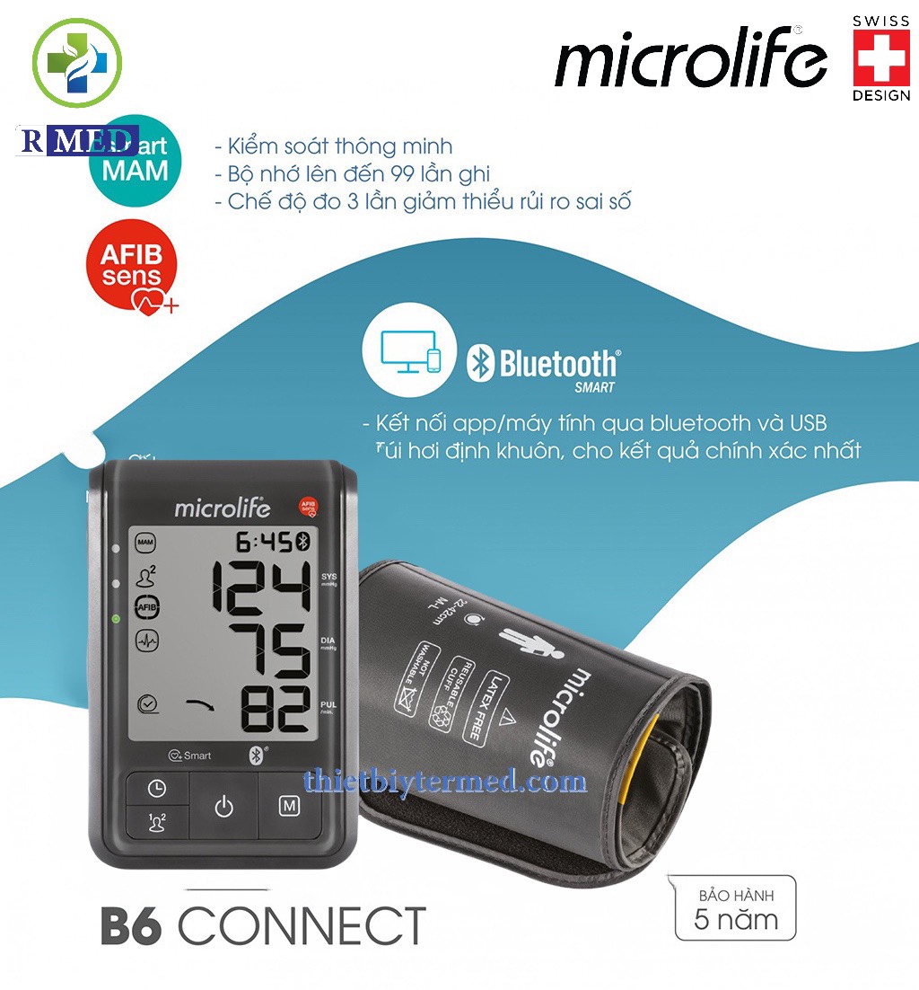 [BẢO HÀNH 5 NĂM 1 ĐỔI 1] Microlife B6 ADVANCED CONNEC - Máy Đo Huyết Áp Bắp Tay