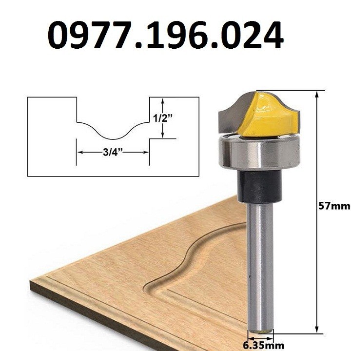 Mũi phay gỗ đánh chỉ pano cốt 12ly7