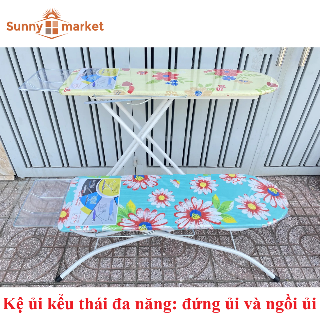 Bàn để ủi quần áo kểu thái đa năng có thể đứng ủi và ngồi ủi, có giá đỡ bàn ủi, Kệ ủi đồ người lớn