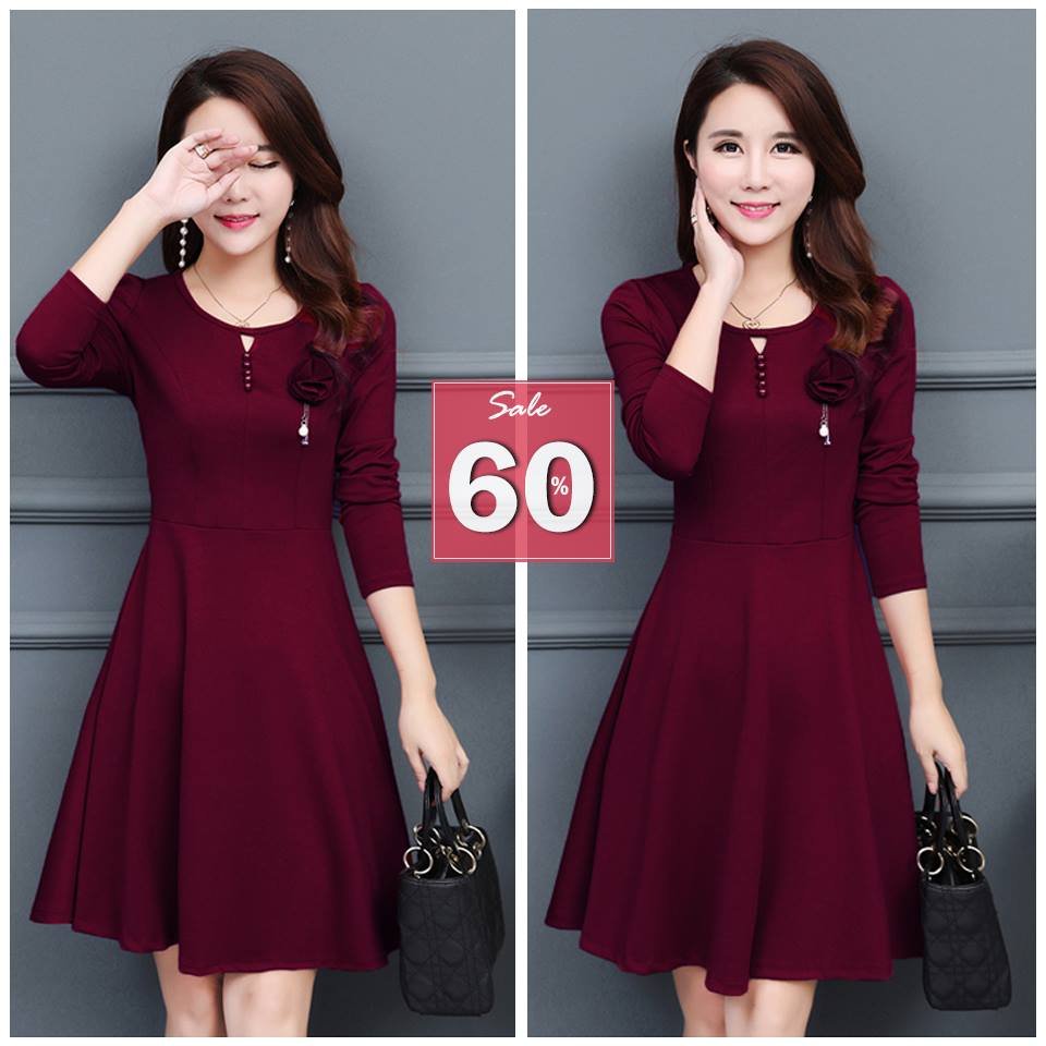 Đầm Xòe Nữ Phong Cách Trẻ Trung, Chất Liệu Lụa Tơ Tằm