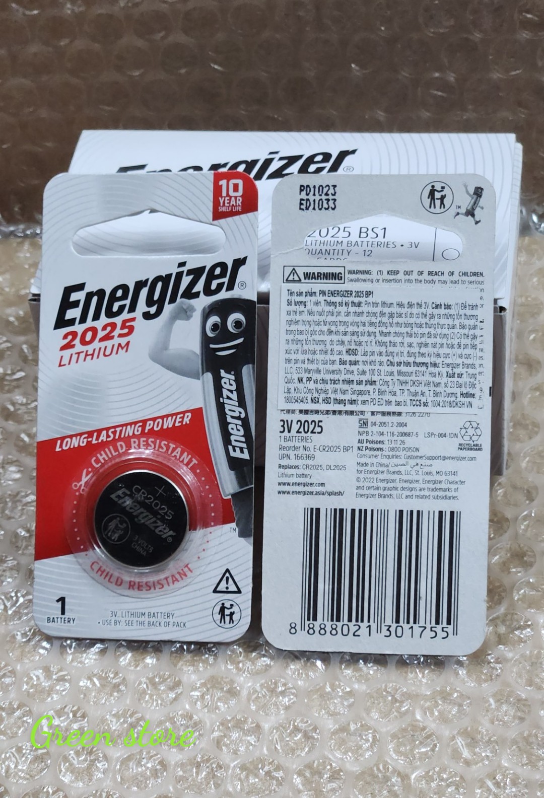Combo 5 vỉ pin CR2025 / CR 2025 3V Lithium Energizer - Hàng chính hãng