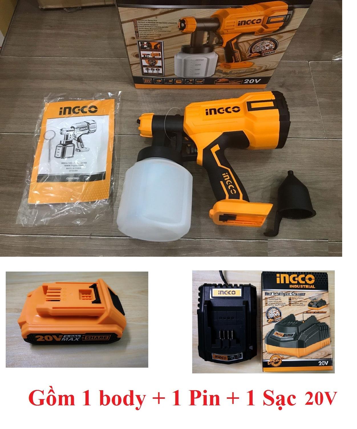 20V Dụng cụ phun sơn dùng pin INGCO CSGLI2001 (1 PIN VÀ SẠC)