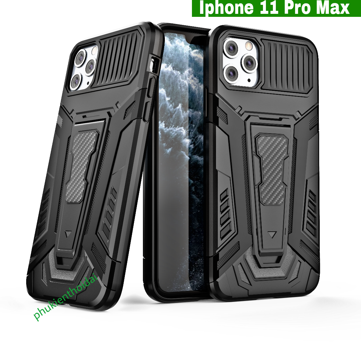 Ốp lưng Iphone 11 Pro Max Iron Man Pro chống sốc giá đỡ xem phim cao cấp