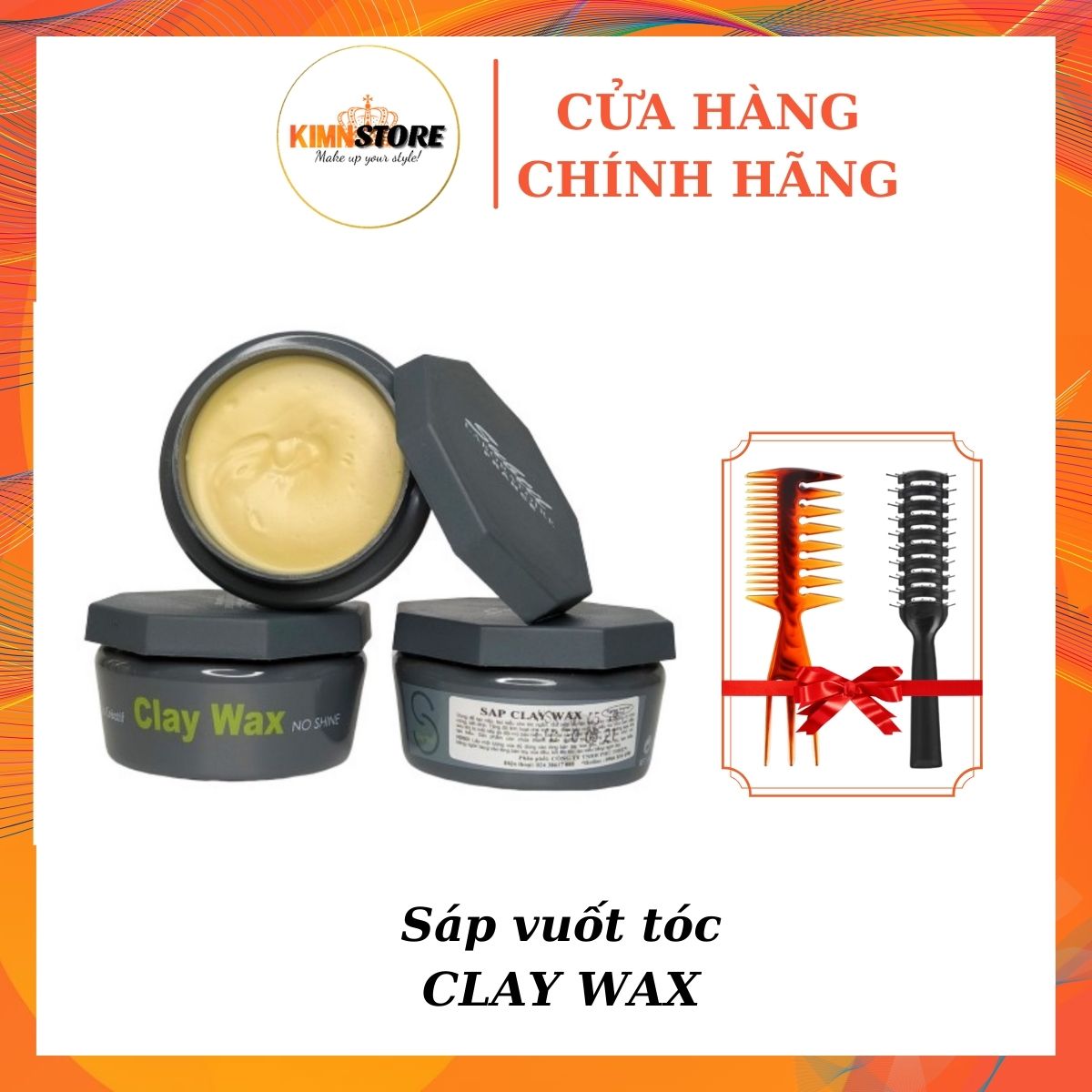 Combo Sáp vuốt tóc CLAY WAX 100g & Gôm xịt tóc nam (mẫu tùy chọn)
