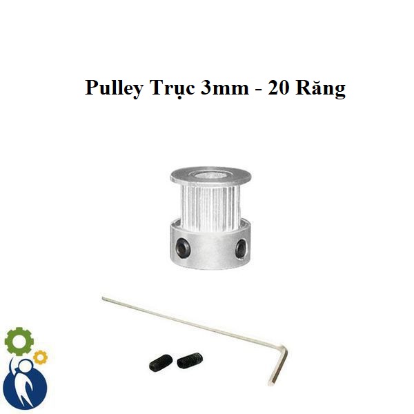 Buly, puly, pulley trục 3mm - 20 răng, sử dụng với dây đai 2gt-6mm