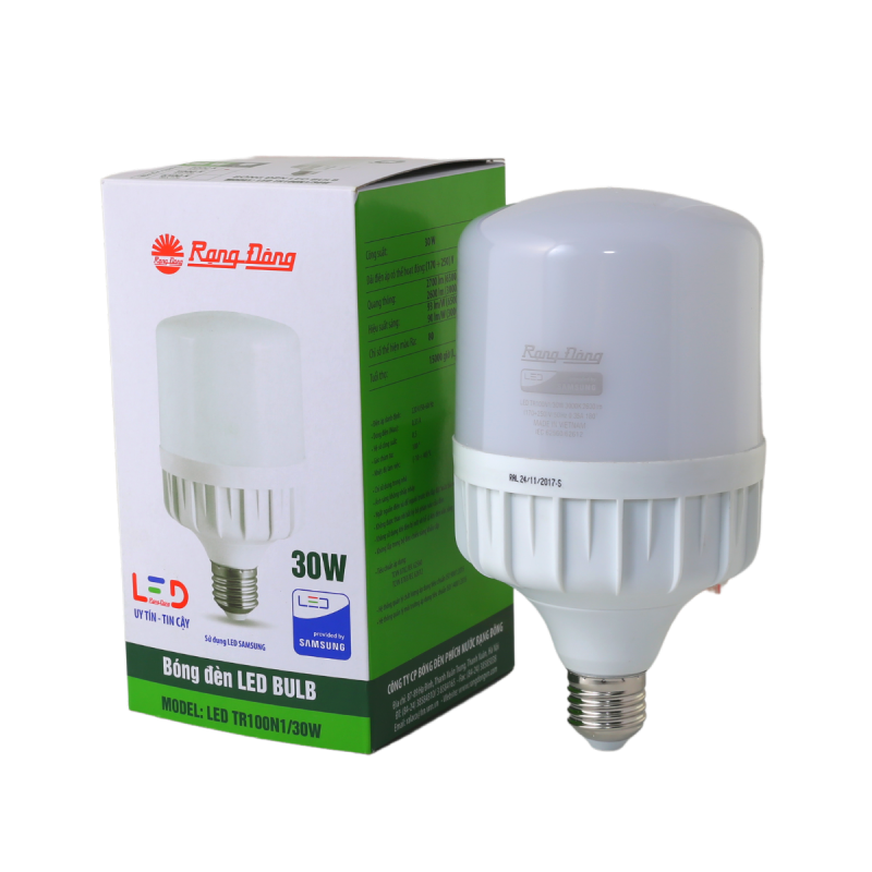 Bóng đèn LED Rạng Đông Bulb trụ TR100N1 – 30W chip led SS chất lượng ánh sáng cao góc mở sáng rông chịu nhiệt tản nhiệt nhanh