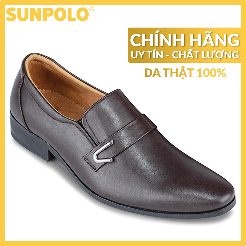 Men leather formal shoes SUNPOLO SUKT116ND (brown, black)