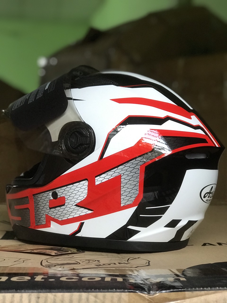 [HCM]Nón bảo hiểm fullface Asia MT-136 tem SRT  ĐEN ĐỎ