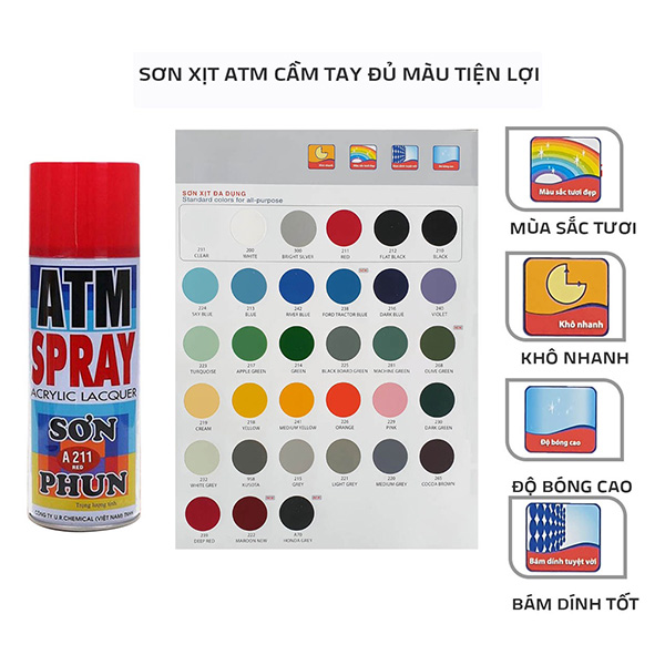 CHAI SƠN XỊT ATM 400ml NHIỀU MÀU