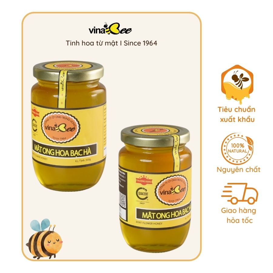 Mật ong hoa bạc hà Vinabee 500g