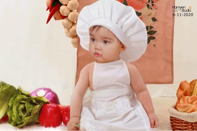 Bộ đầu bếp, tạp dề cho bé kèm nón vải