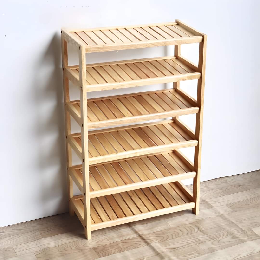 Kệ giày dép gỗ cao su màu tự nhiên ngang 60cm