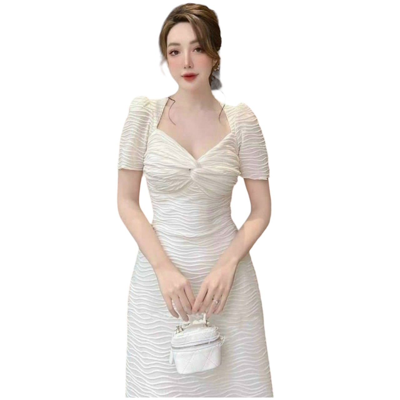 Bigsize RM18 knit chest pack soft crepe strap dress (55-90kg)
