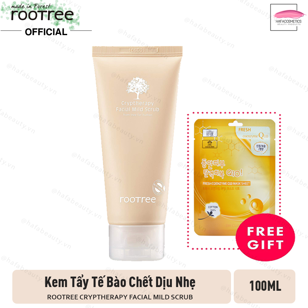 Kem Tẩy Tế Bào Chết Dịu Nhẹ Rootree Crytherapy Facial Mild Scrub 100ml + Tặng Mặt Nạ 3W Clinic - HAFA STORE