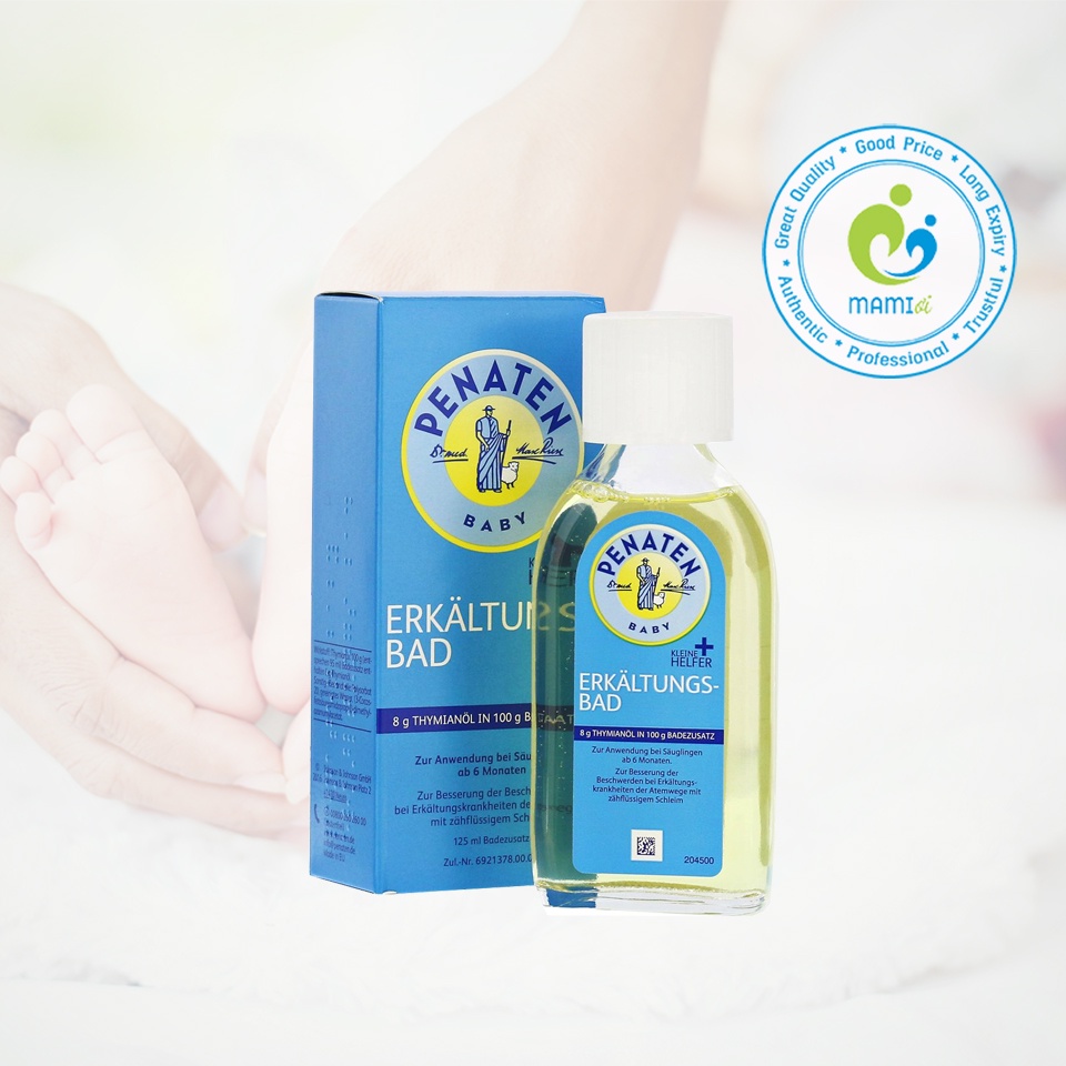 Dầu tắm (125 ml) chống cảm cúm, tăng sức đề kháng cho trẻ từ 6 tháng tuổi, mẹ sau sinh Penaten Erkältungsbad, Đức