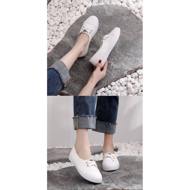 Giày lười vải cotton đế cao su 2p