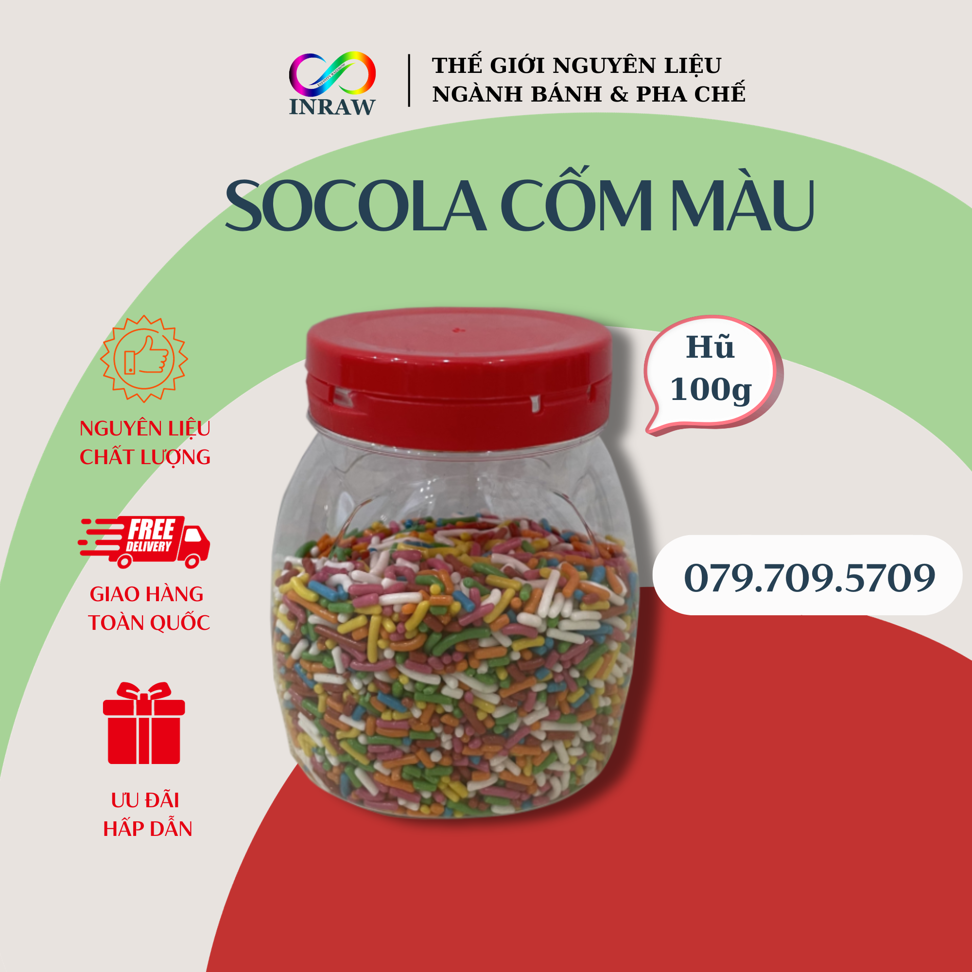 Long-Shaped Colored Chocolate Chips for Cake Decoration 100g