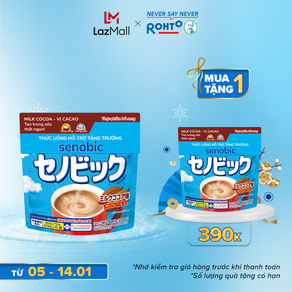 Thức uống hỗ trợ tăng trưởng Senobic Milk Cacao 224g (Nhập Khẩu từ Nhật Bản) - Vị Cacao (HSD: 09/2022) giá rẻ