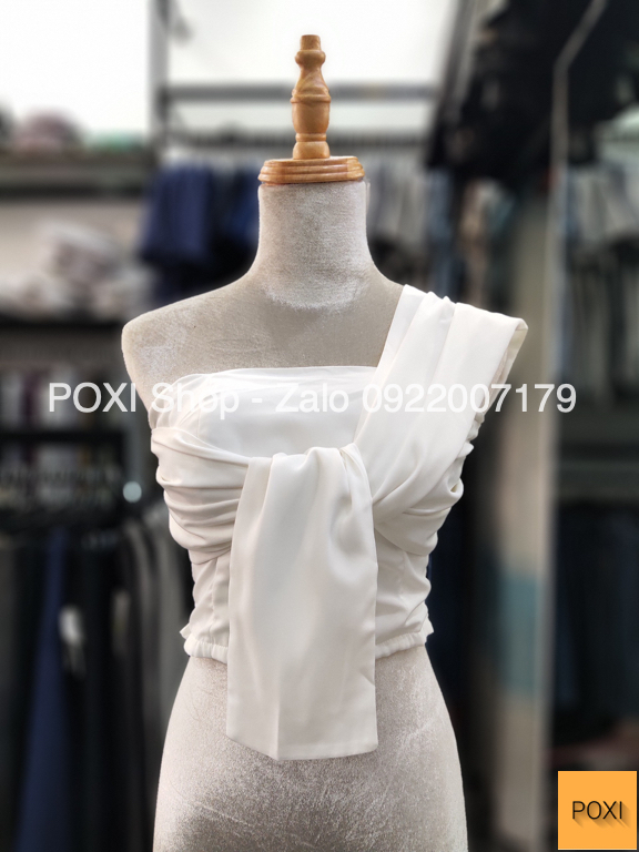[HCM][ẢNH THẬT] Áo CROPTOP Lệch 1 Bên Vai (TRẮNG)